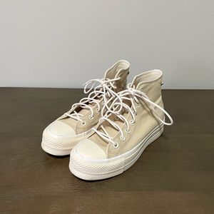 Converse Chuck Taylor All Star Lift Oat Milk High Top Platform Shoes - Worn Once